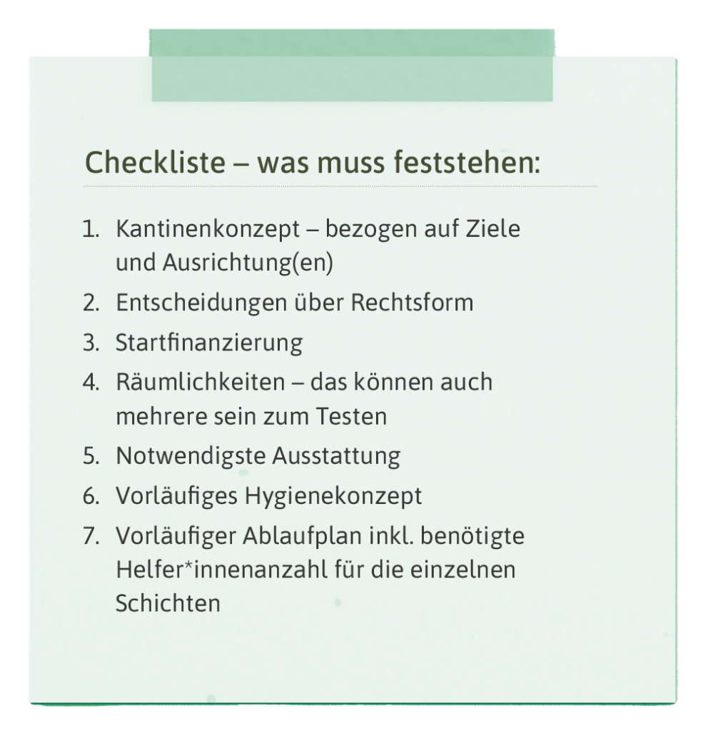 Checkliste - was muss feststehen